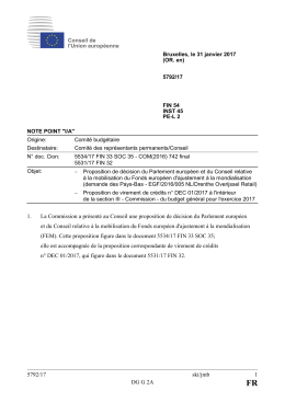 5792/17 ski/jmb 1 DG G 2A 1. La Commission a présenté au Conseil