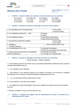 marche anti-trump - Enseigner le français avec TV5MONDE