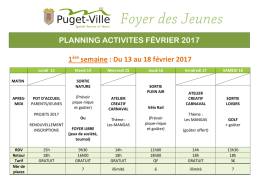 Télécharger le planning des activités des vacances de - Puget