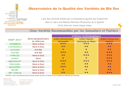 nouvelle liste de vari&eacute;t&eacute;s recommand&eacute;es par les semouliers et