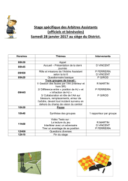 Stage spécifique des Arbitres Assistants