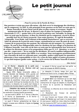 2017 02 feuille du mois 02 17 - Paroisse de l`Alliance Nouvelle