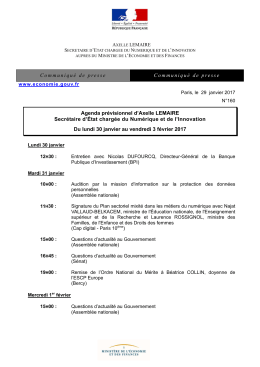 Communiqué de presse Communiqué de presse Agenda