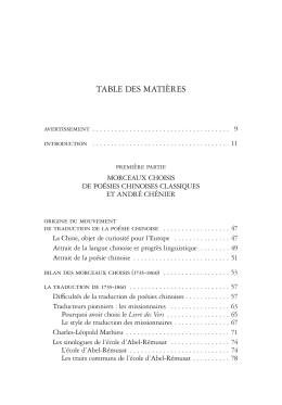 table des matières - Classiques Garnier