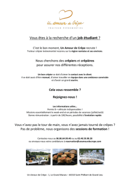 Un Amour de Crêpe recherche des étudiants motivés à la recherche