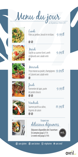 Menu de la semaine