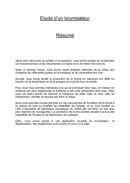 Etude d`un brumisateur R&eacute;sum&eacute;