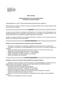 Directeur/directrice d`un accueil scolaire / animateur centre de loisirs