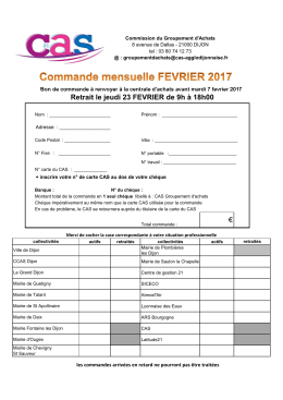 Bon de Commande - CAS de l`agglomération Dijonnaise