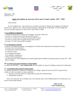 Inscription de nouveaux &eacute;l&egrave;ves pour l`ann&eacute;e scolaire 2017