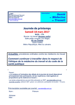 Programme Lieu Inscription - a-SMT