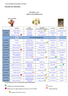 Menus des Maternelles - Boulogne