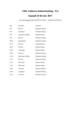 12de Aalsterse indoormeeting - EA Samedi 25 f&eacute;vrier 2017