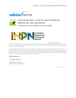 Vient de paraître : Etat de conservation des habitats des