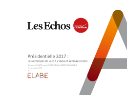 Présidentielle 2017 : Les intentions de vote à 2 mois et demi