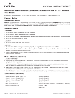 650525-001 INSTRUCTION SHEET Installation