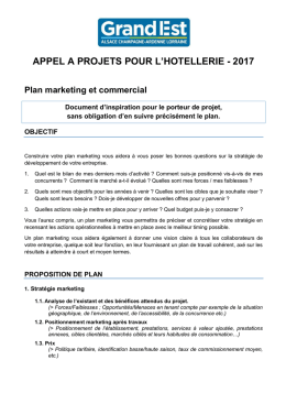 appel a projets pour l`hotellerie - 2017