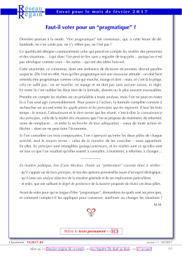 Faut-il voter pour un pragmatique - Reseau