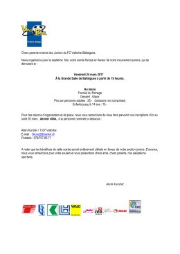 Chers parents et amis des Juniors du FC Vallorbe - FC Val-Bal