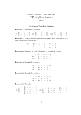 TD Alg&egrave;bre lin&eacute;aire