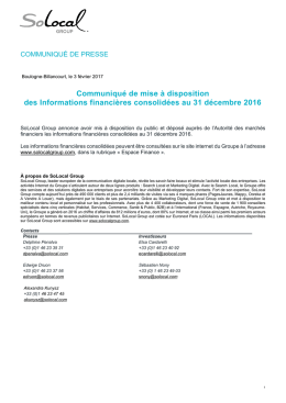 Communiqué de mise à disposition des