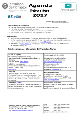 Activit&eacute;s propos&eacute;es &agrave; la Maison de l`Emploi en f&eacute;vrier