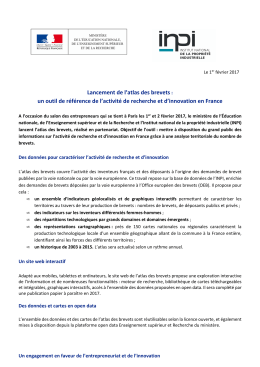 01022017 CP INPI MESR Lancement Atlas des brevets