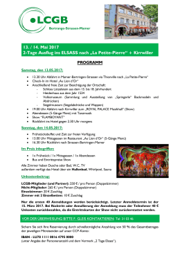 13. / 14. Mai 2017 2-Tage Ausflug ins ELSASS nach &bdquo;La