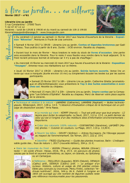 f&eacute;vrier 2017 - Lire au jardin
