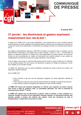 31 janvier : les électriciens et gaziers expriment