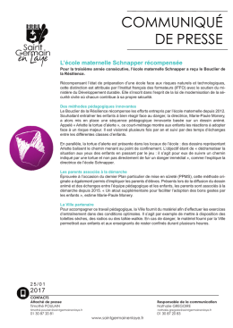 L`&eacute;cole maternelle Schnapper r&eacute;compens&eacute;e