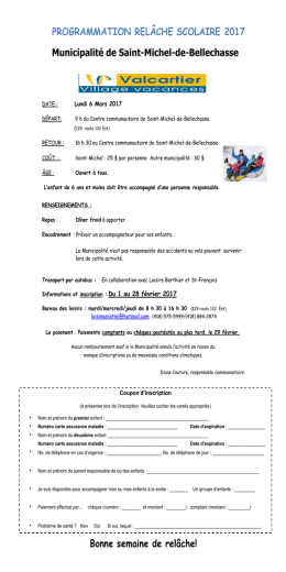inscriptions VALCARTIER 2017 - Saint-Michel-de