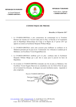 Communiqué de presse du 30 janvier 2017