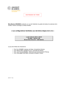 « Les configurations familiales aux dernières étapes de la vie »
