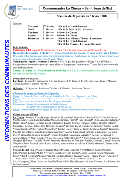 Info La Clusaz - St Jean de Sixt du 30 janvier au