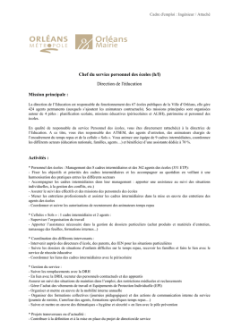 Chef du service personnel des écoles - Saint-Denis-en-Val