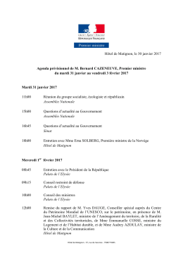 Hôtel de Matignon, le 30 janvier 2017 Agenda