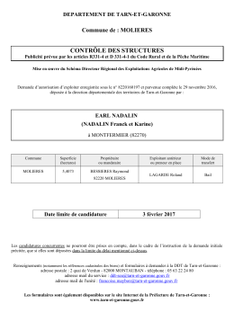 Commune de : MOLIERES CONTR&Ocirc;LE DES STRUCTURES