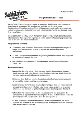 Transphobie hors de nos facs - Solidaires Étudiant-es