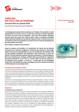 TERRA DATA NOS VIES À L`ÈRE DU NUMÉRIQUE Du 4 avril 2017