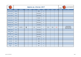 Planning des matchs