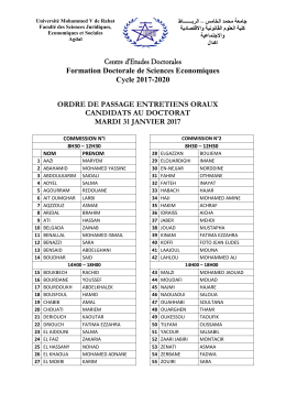 ordre de passage des entretiens oraux