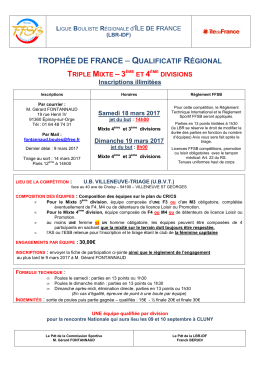 18 et 19/3 LBR-IDF Trophee de France QR &agrave; Villeneuve