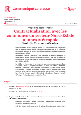 Contractualisation avec les communes du secteur Nord