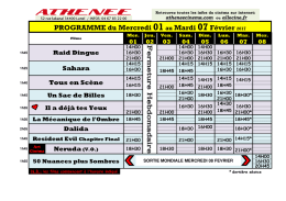 PROGRAMME du Mercredi 01au Mardi 07Février 2017