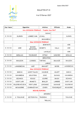 BULLETIN N° 21 4 et 5 Février 2017