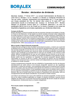 d&eacute;claration de dividende