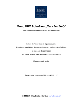 Menu DUO Bain-Bleu &bdquo;Only For TWO&ldquo;
