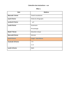 Calendrier des évaluations – 11e Bilan 1