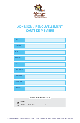 ADHÉSION / RENOUVELLEMENT CARTE DE MEMBRE